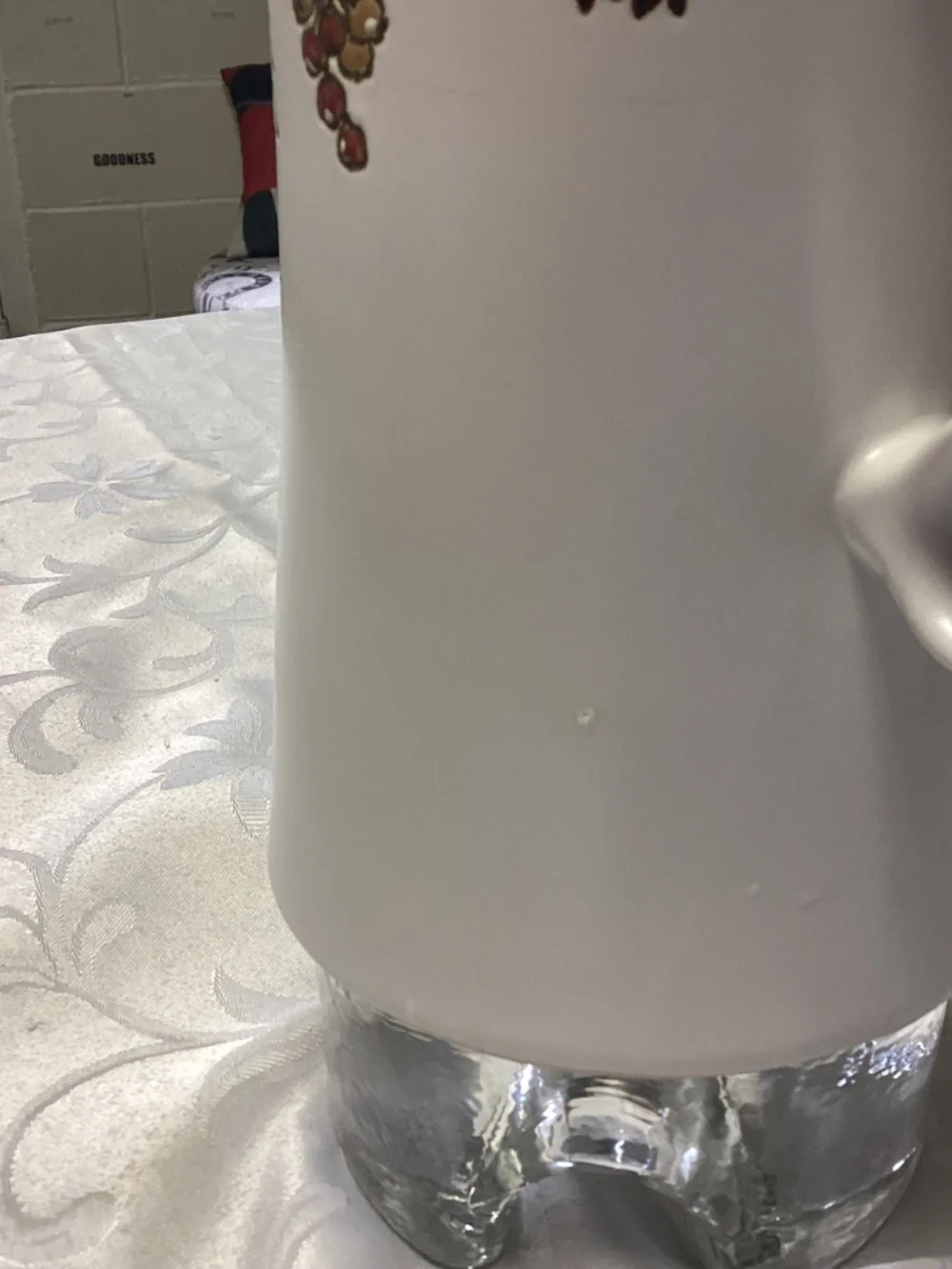 FAll themed pitcher tall cylindrical shape. Gold details too